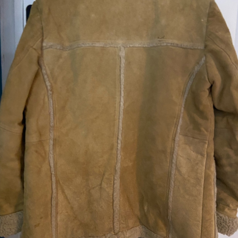 Sears Mustard-Tan Shearling-Trim Suede Western Jacket Sz 42R - Picture 6 of 10